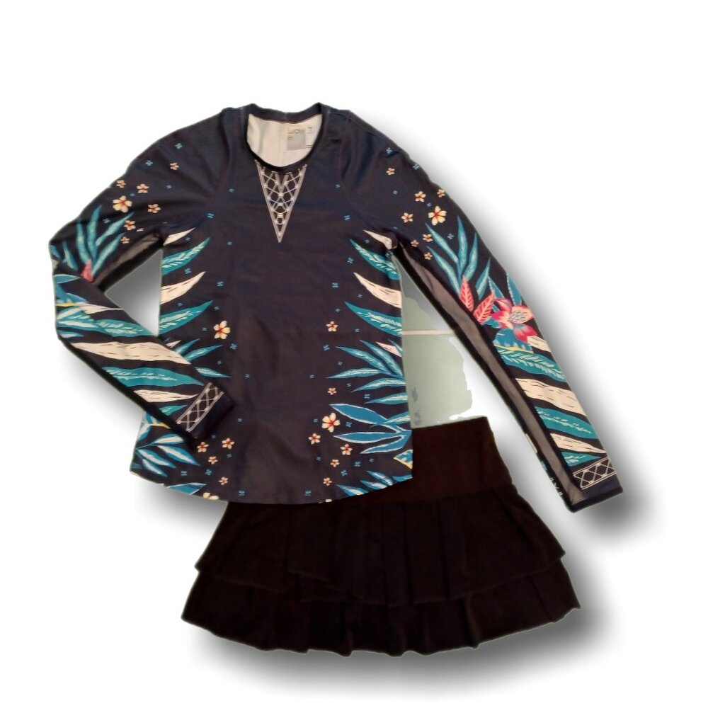 LUCKY IN LOVE tennis set outfit KEEPIN IT RIO skirt/skort an top NAVY Size XS/SM